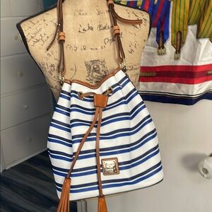 Dooney & Bourke Blue and White Striped Shoulder Bag